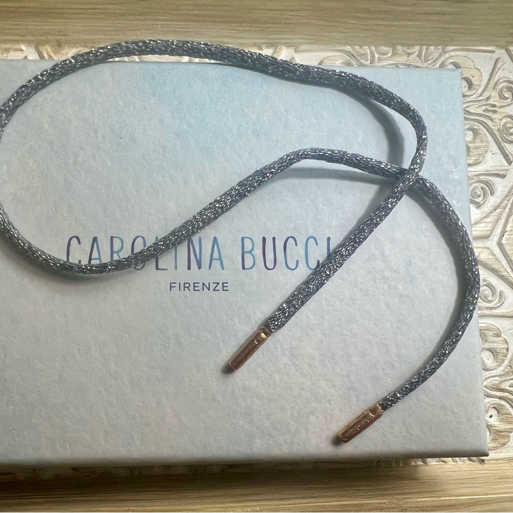 Carolina Bucci Short Forte Beads Lurex Cord Gunmetal Grey 18K ROSE GOLD NIB - Picture 5 of 10